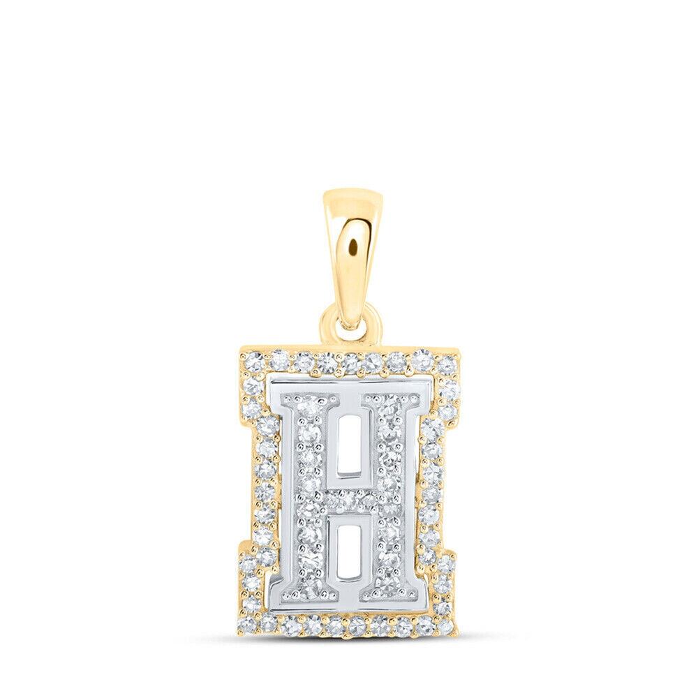 0.20cttw Diamond H Initial Letter Pendant 10kt Two-tone Gold